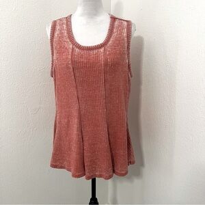 DG2 By Diane Gillman Top Women's Plus Size 1X Orange Sleeveless Flare Bottom